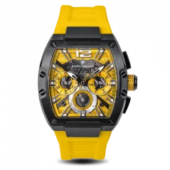 Relógio de homem Ralph Christian preto com pulseira de borracha The Intrepid Sport - Electric Yellow 42,5MM