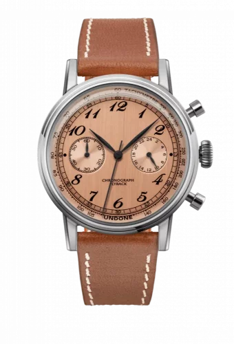 Reloj Undone Watches plata de hombre con correa de cuero Vintage Salmon 40MM