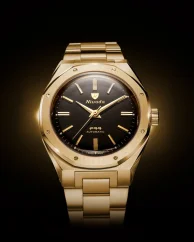 Zlaté pánske hodinky Nivada Grenchen s ocelovým opaskom F77 MARK II GOLD 68028A77 38MM Automatic