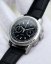 Men's silver Corniche watch with leather strap Chronograph Steel with Black dial 39MM