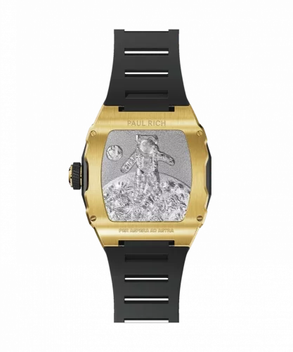Relógio de homem Paul Rich Watch ouro com bracelete de borracha Frosted Astro Day & Date Mason - Gold 42,5MM