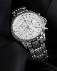 Miesten hopeinen Louis XVI -kello teräshihnalla Palais Royale With Diamond 1821 - Silver 43MM