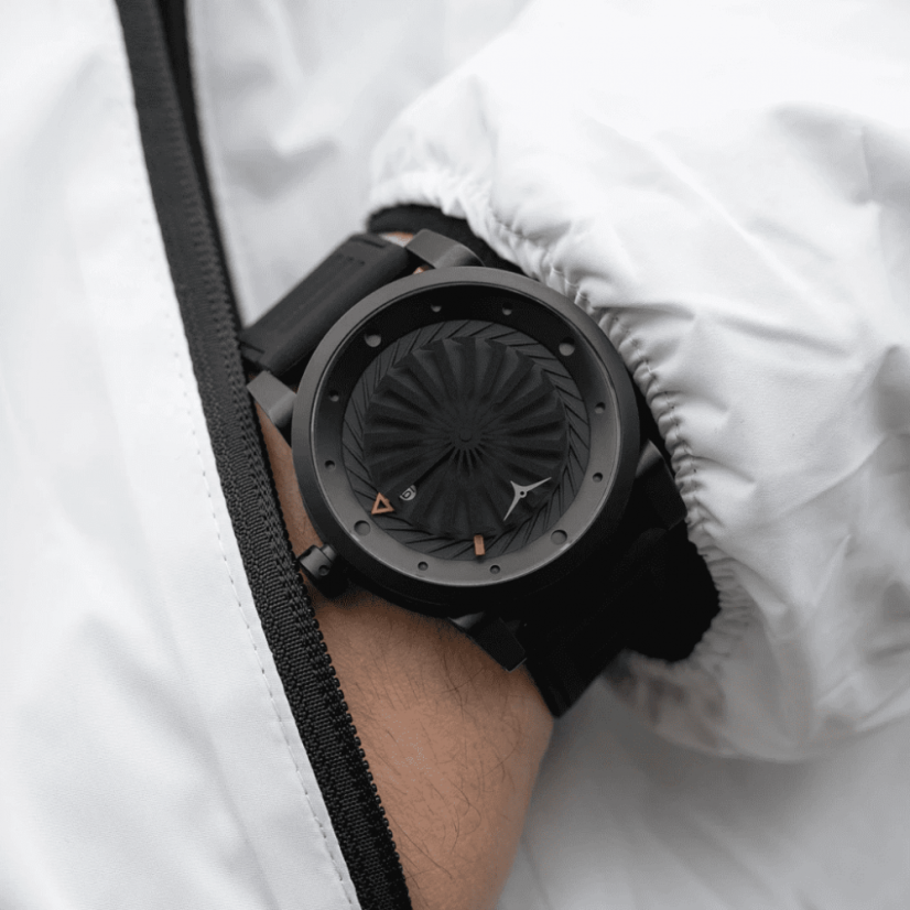 Men's black Zinvo Watches watch with genuine leather belt Blade Phantom - Black 44MM