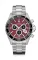 Strieborné pánske hodinky Delma Watches s ocelovým pásikom Santiago Chronograph Silver / Red 43MM
