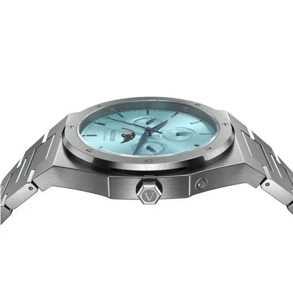 Men's silver Valuchi watch with steel strap Lunar Calendar