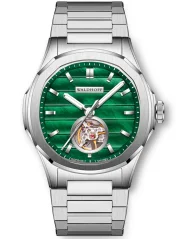 Stříbrné pánské hodinky Waldhoff s ocelovým páskem Navigator Emerald 40MM Automatic