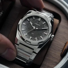 Strieborné pánske hodinky Aisiondesign Watches s ocelovým pásikom HANG Crafts - SILVER LEAF - HANMON KUROSOME 40MM Automatic