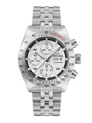 Męski srebrny zegarek Delma Watches ze stalowym paskiem Montego Silver / White 42MM Automatic