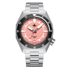 Zilverkleurig herenhorloge van Phoibos Watches met stalen band Depth Hunter 300M PY060F Automatic 40MM