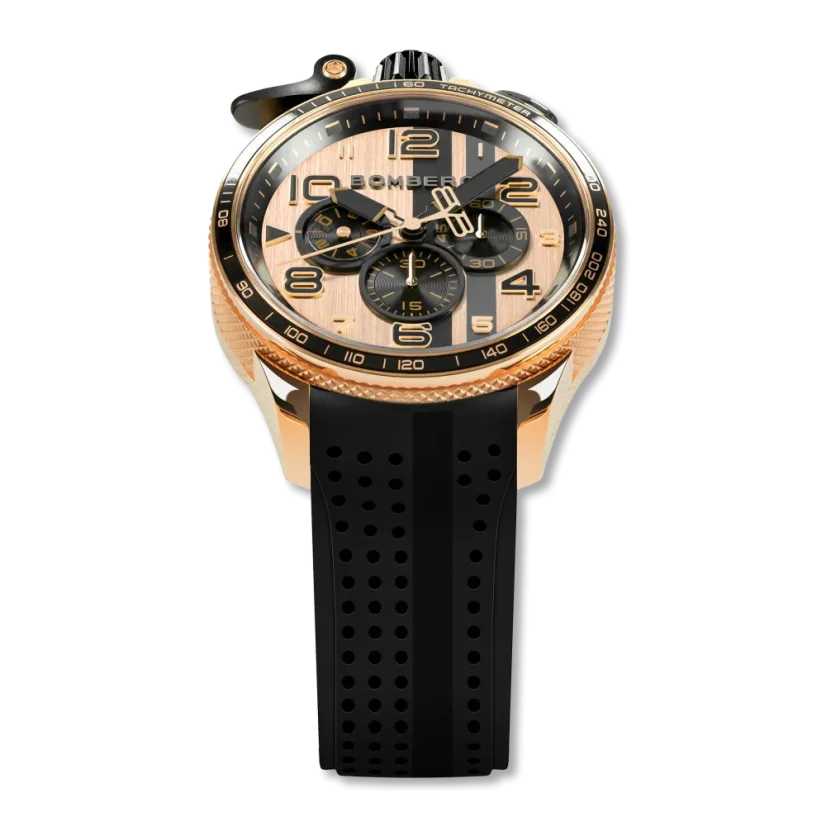 Goldene Herrenuhr Bomberg Watches mit Gummiband SPA 45MM