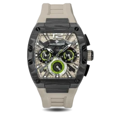 Men's black Ralph Christian watch with a rubber band The Intrepid Sport Carbon Fiber - Ivory Slate 42,5MM