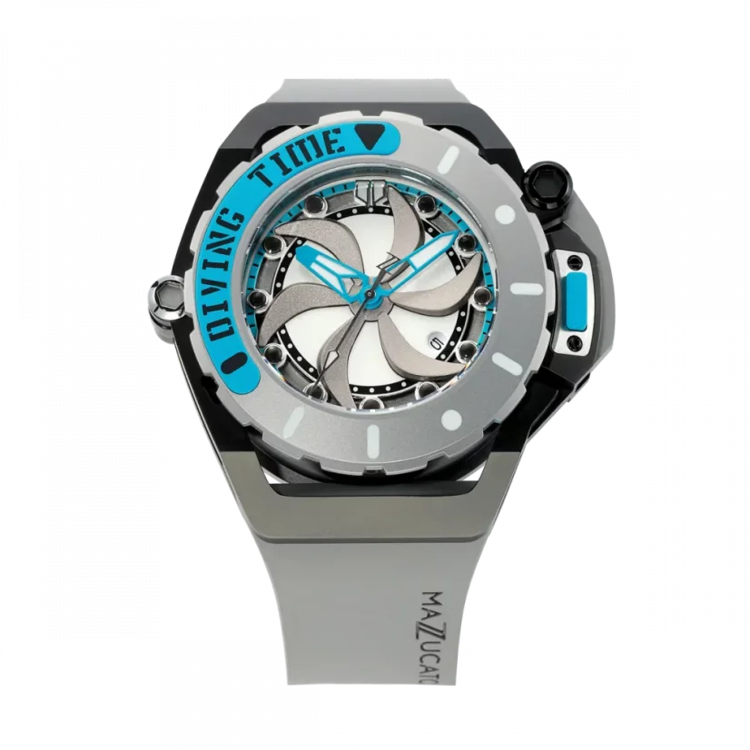 Men's Mazzucato black watch with rubber strap RIM Scuba Black / Silver - 48MM Automatic