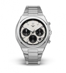 Ασημένια ανδρικά ρολόγια Zinvo Watches με ατσάλινο ιμάντα Rival - Chrono Panda 42MM