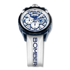 Čierne pánske hodinky Bomberg Watches s gumovým pásikom LA BLANCHE 45MM