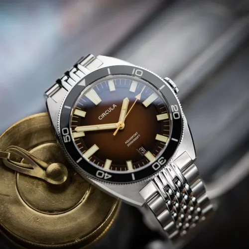 Relógio Circula Watches de prata para homem com pulseira de aço AquaSport II - Brown 40MM Automatic