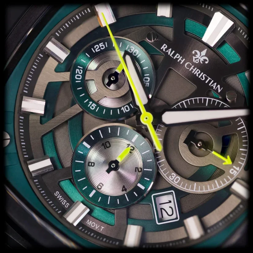Men's black Ralph Christian watch with a rubber band The Legacy Chrono - Midnight Forest 42,5MM