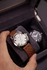 Strieborné pánske hodinky Nivada Grenchen s ocelovým opaskom Antarctic 35001M12 35MM