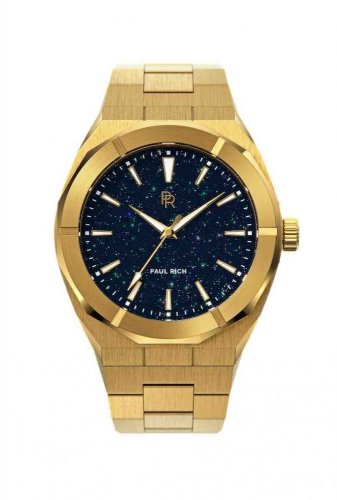 Relógio de ouro de homem Paul Rich com bracelete de aço Star Dust - Gold 42MM