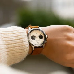 Reloj About Vintage plateado para hombre con cinturón de cuero genuino 1934 Telechron / White Black 42 MM