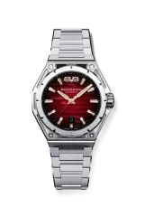 Men's silver Bomberg Watch with steel strap EDGE RED 43MM Automatic