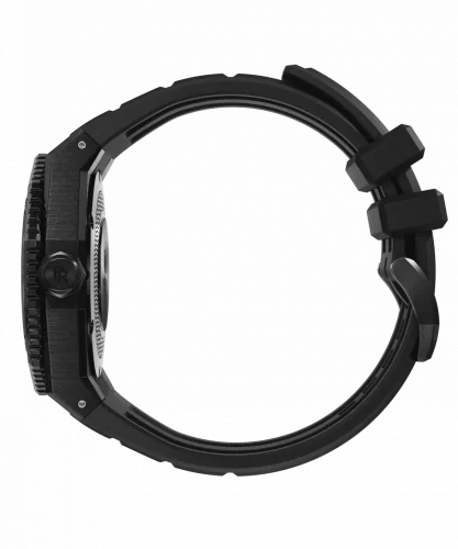 Men's black Paul Rich watch with rubber strap Aquacarbon Pro Shadow Black - Sunray 43MM