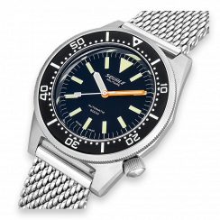 Stříbrné pánské hodinky Squale s ocelovým páskem 1521 Militaire Mesh Blasted - Silver 42MM Automatic