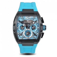 Černé pánské hodinky Ralph Christian s gumovým páskem The Intrepid Sport - Arctic Blue 42,5MM