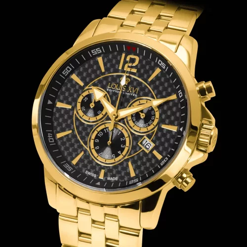 Reloj de oro Luis XVI para hombre con correa de acero Athos 800 - Gold 43MM