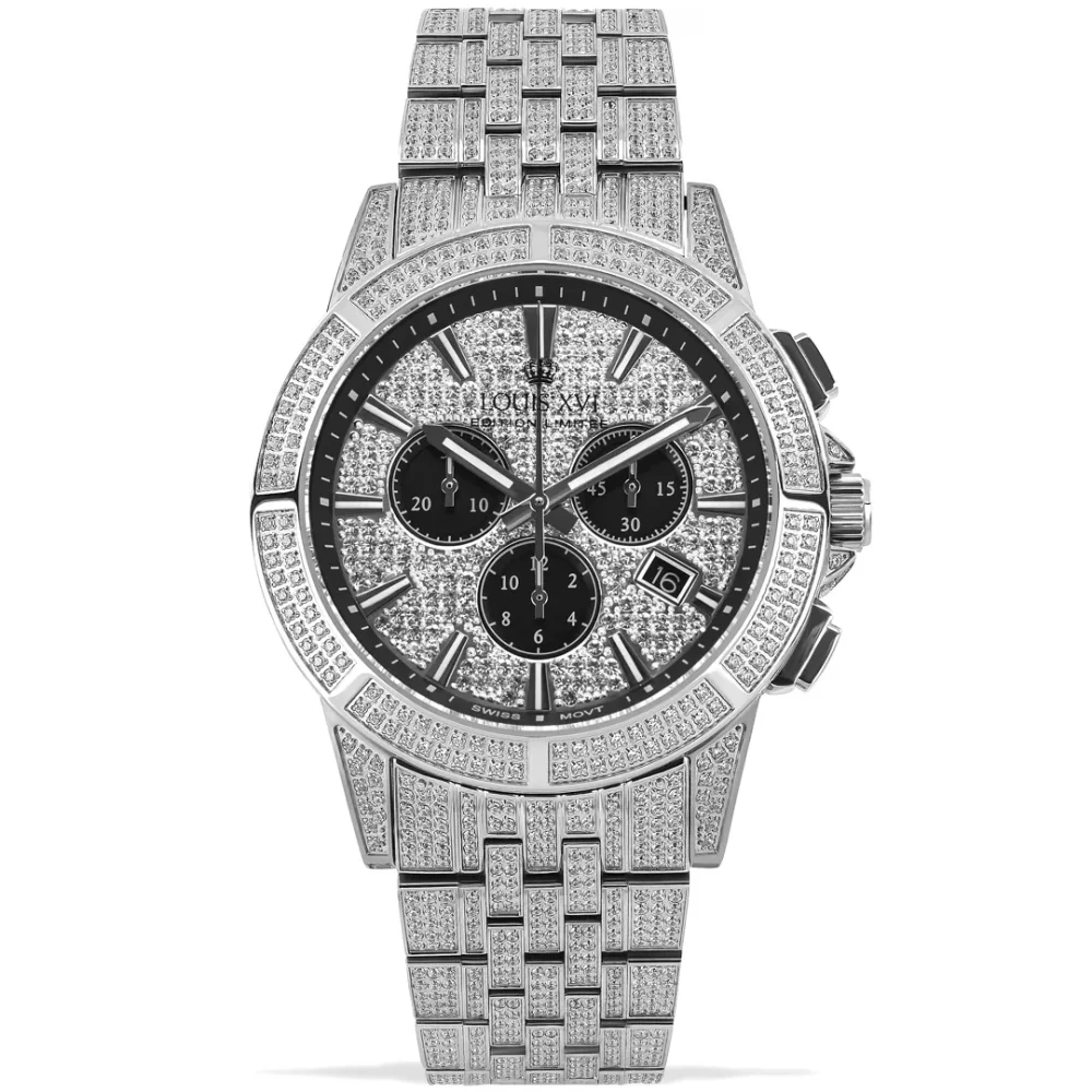 Mens silver iced out watch store