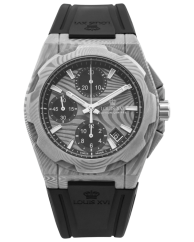 Montre Louis XVI pour hommes en argent avec bracelet en caoutchouc La Vauguyon 1201 - Silver 41MM Automatic