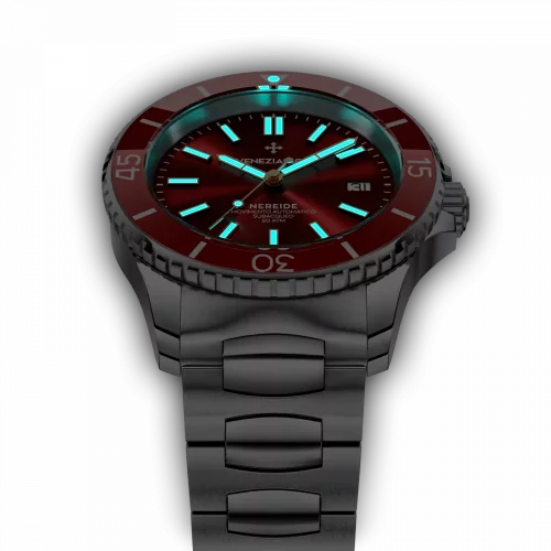 Srebrny męski zegarek Venezianico ze stalowym paskiem Nereide 3321503C Red 42MM Automatic