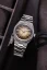 Męski srebrny zegarek Nivada Grenchen ze stalowym paskiem F77 Brown Smoked With Date 69002A77 37MM Automatic