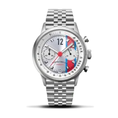 Srebrny zegarek męski Ferro & Company ze stalowym paskiem Race Master Chronograph Silver BR 39MM