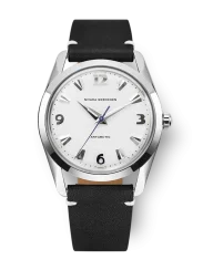Męski srebrny zegarek Nivada Grenchen ze skórzanym paskiem Antarctic 35005M15 35MM
