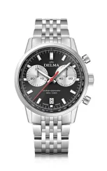 Zilverkleurig herenhorloge van Delma Watches met stalen riem band Continental Silver / Black 42MM