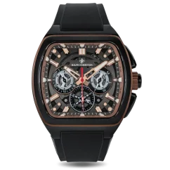 Orologio da uomo nero Ralph Christian con un braccialetto di gomma The Vector Sport Copper Eclipse 47MM