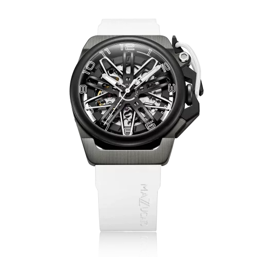 Czarny męski zegarek Mazzucato z gumowym paskiem RIM Gt Black / White - 42MM Automatic