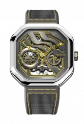 Orologio da uomo Agelocer Watches colore argento con elastico Volcano Series Silver / Yellow 44.5MM Automatic