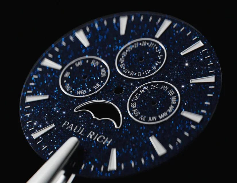 Men's silver Paul Rich watch with steel strap Frosted Star Dust II Moonphase - Silver 43MM