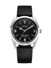 Men's silver Nivada Grenchen watch with rubber strap Super Antarctic 3.6.9 Black 32032A01 38MM Automatic