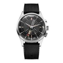 Silberne Herrenuhr Vulcain mit Gummiband Nautical Heritage Black Beige Patina Steel Triple Caseback - Rubber 42MM Automatic
