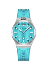 Strieborné pánske hodinky Bomberg Watches s gumovým pásikom TEAL LAGOON 43MM Automatic