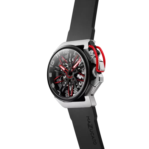 Čierne pánske hodinky Mazzucato s gumovým pásikom RIM Gt Black - 42MM Automatic