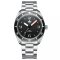 Strieborné pánske hodinky Phoibos Watches s oceľovým pásikom Reef Master 200M - Pitch Black Automatic 42MM