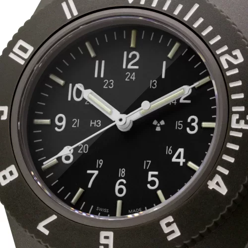 Relógio Marathon Watches marrom para homens com cinto de nylon Sage Green Pilot's Navigator 41MM
