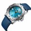 Relógio Phoibos Watches prata para homens com pulseira de couro Great Wall 300M - Blue Automatic 42MM Limited Edition