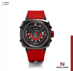 Reloj Nsquare negro para hombre con correa de caucho NSQUARE NICK II Black Red 45MM Automatic