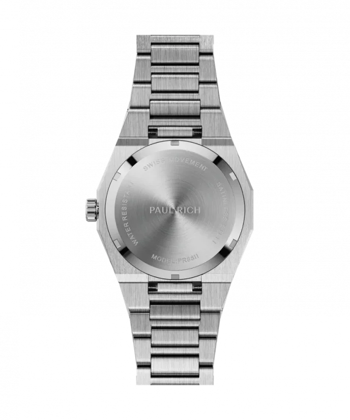 Men's silver Paul Rich watch with steel strap Frosted Star Dust II Oasis - Pasha's Ruby Silver 43MM