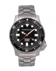 Muški srebrni sat Momentum Watches s čeličnim pojasom Torpedo Pro Eclipse Solar 44MM