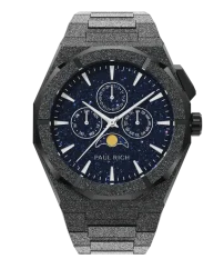 Čierne pánske hodinky Paul Rich s oceľovým pásikom Frosted Star Dust II Moonphase - Black 43MM